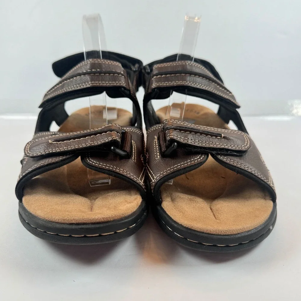 Dockers Mens Brown Fisherman Sandals 9W‎ Hook and Loop Straps 90-21389
